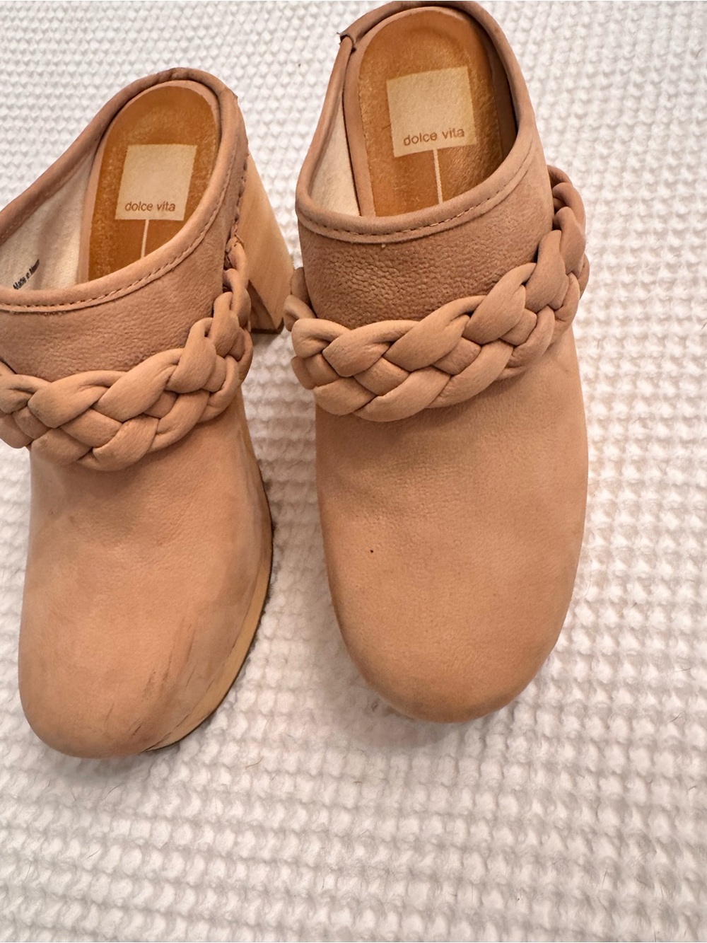 Dolce Vita Braided Taupe Suede Mules